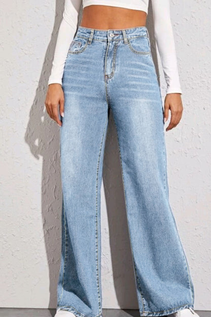 High Waist Wide Leg Jeans - Siennasass