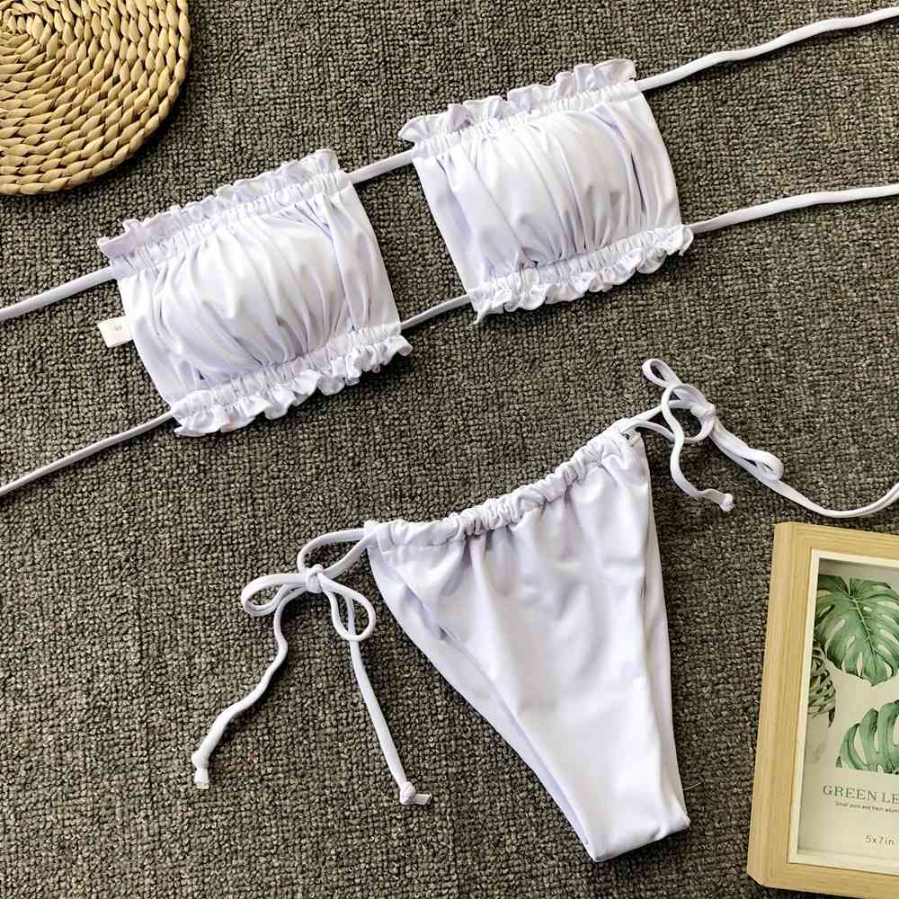 Frill Trim Ruched Bikini Set - Siennasass