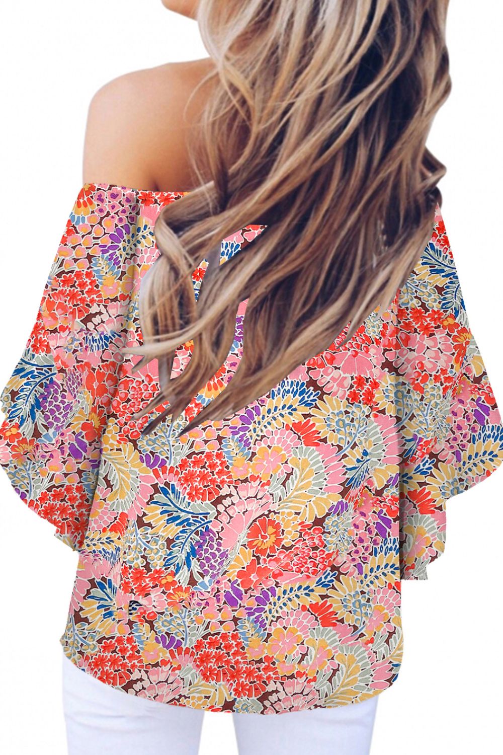 Tied Printed Off-Shoulder Half Sleeve Blouse - Siennasass