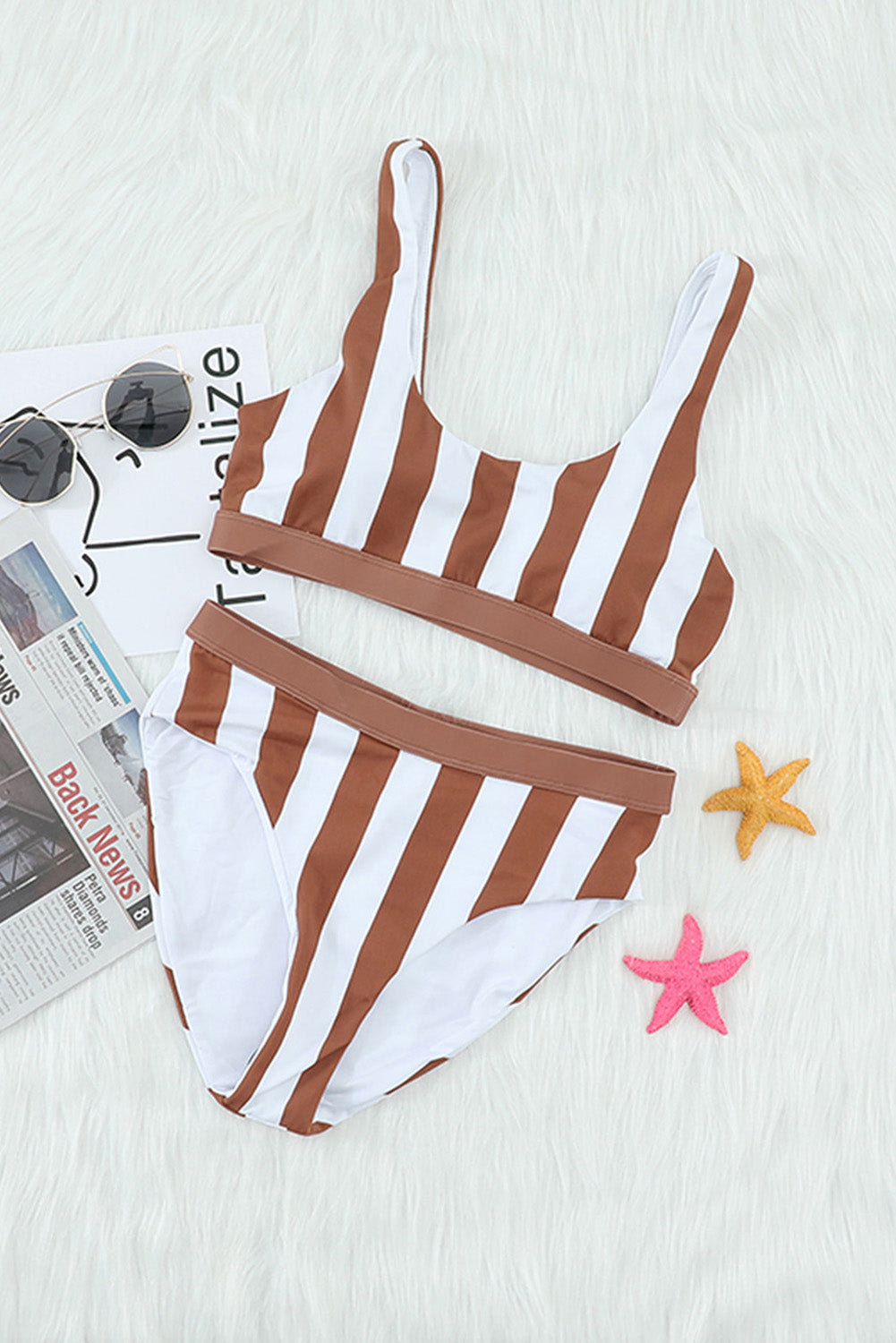 Striped Tank High Waist Bikini - Siennasass