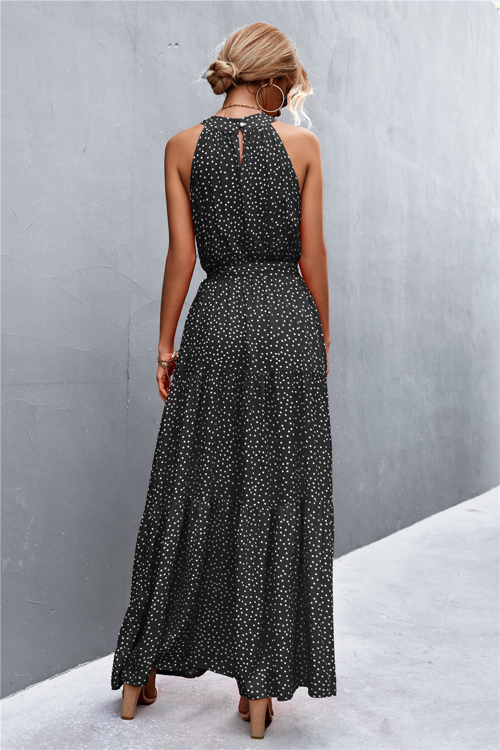 Printed Sleeveless Tie Waist Maxi Dress - Siennasass