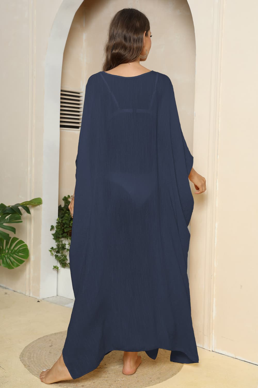 V-Neck Three-Quarter Sleeve Cover-Up - Siennasass