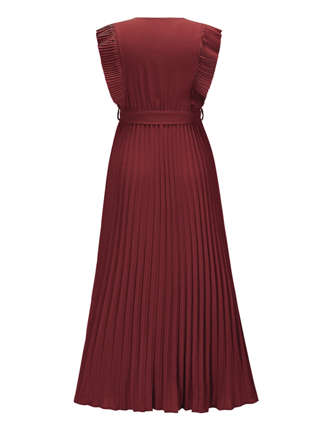 Tied Surplice Cap Sleeve Pleated Dress - Siennasass