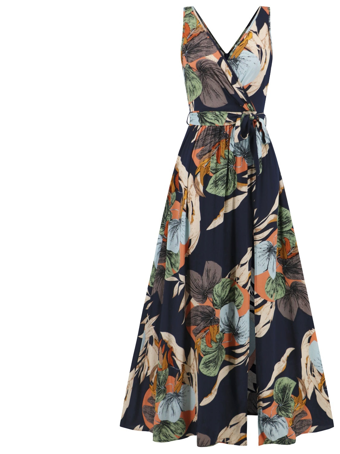 Slit Tied Printed Surplice Dress - Siennasass
