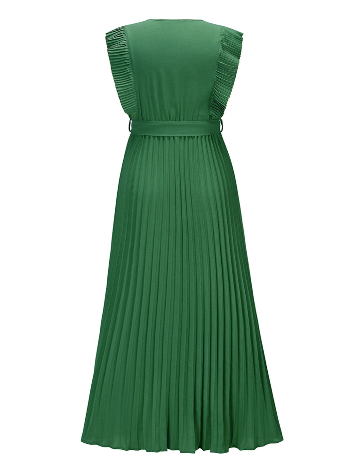 Tied Surplice Cap Sleeve Pleated Dress - Siennasass