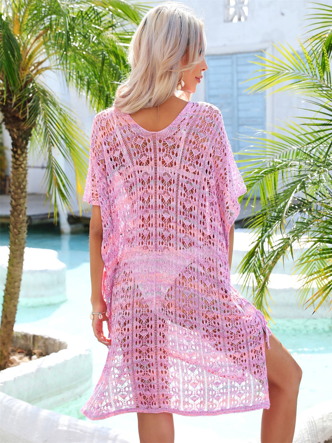 Slit Openwork V-Neck Cover Up - Siennasass