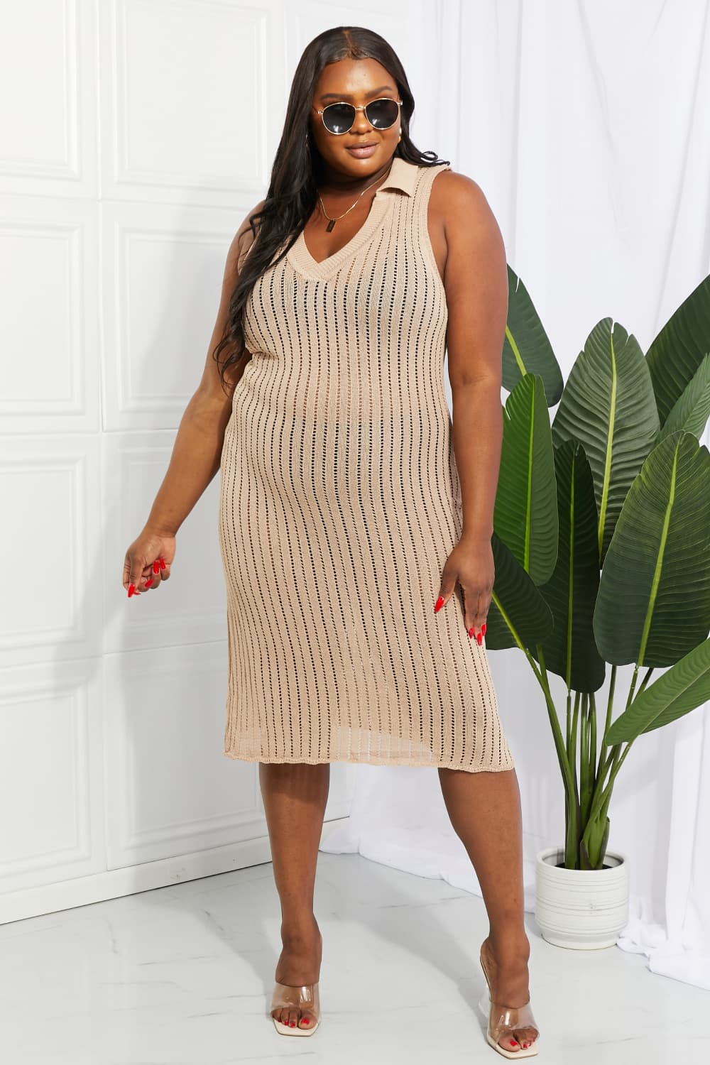 Openwork Johnny Collar Cover Up Dress - Siennasass