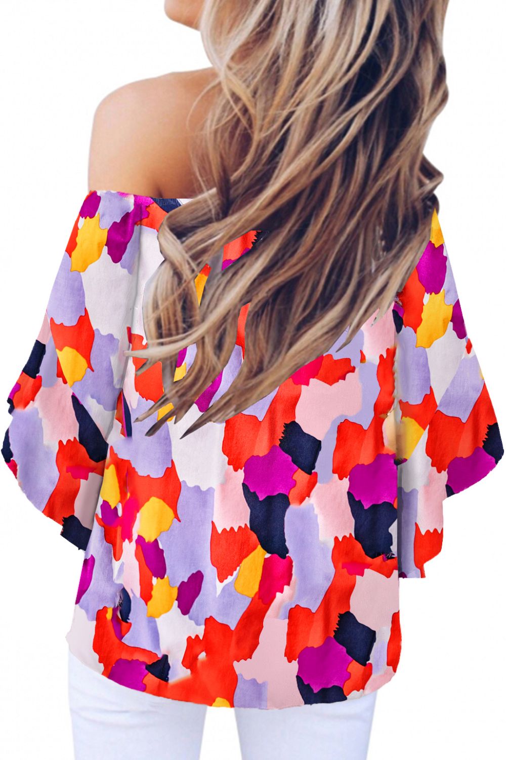 Tied Printed Off-Shoulder Half Sleeve Blouse - Siennasass