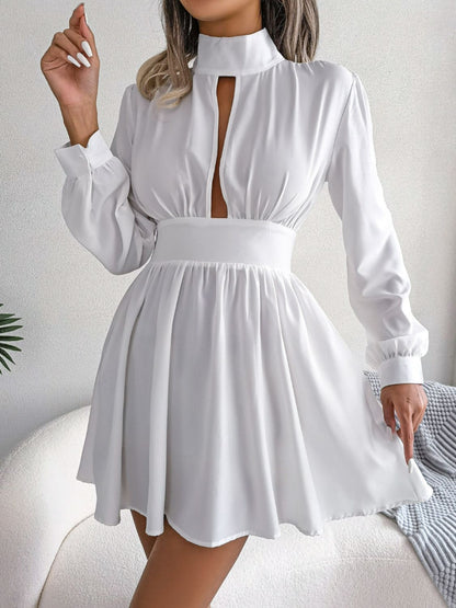 Cutout Turtleneck A-Line Mini Dress - Siennasass
