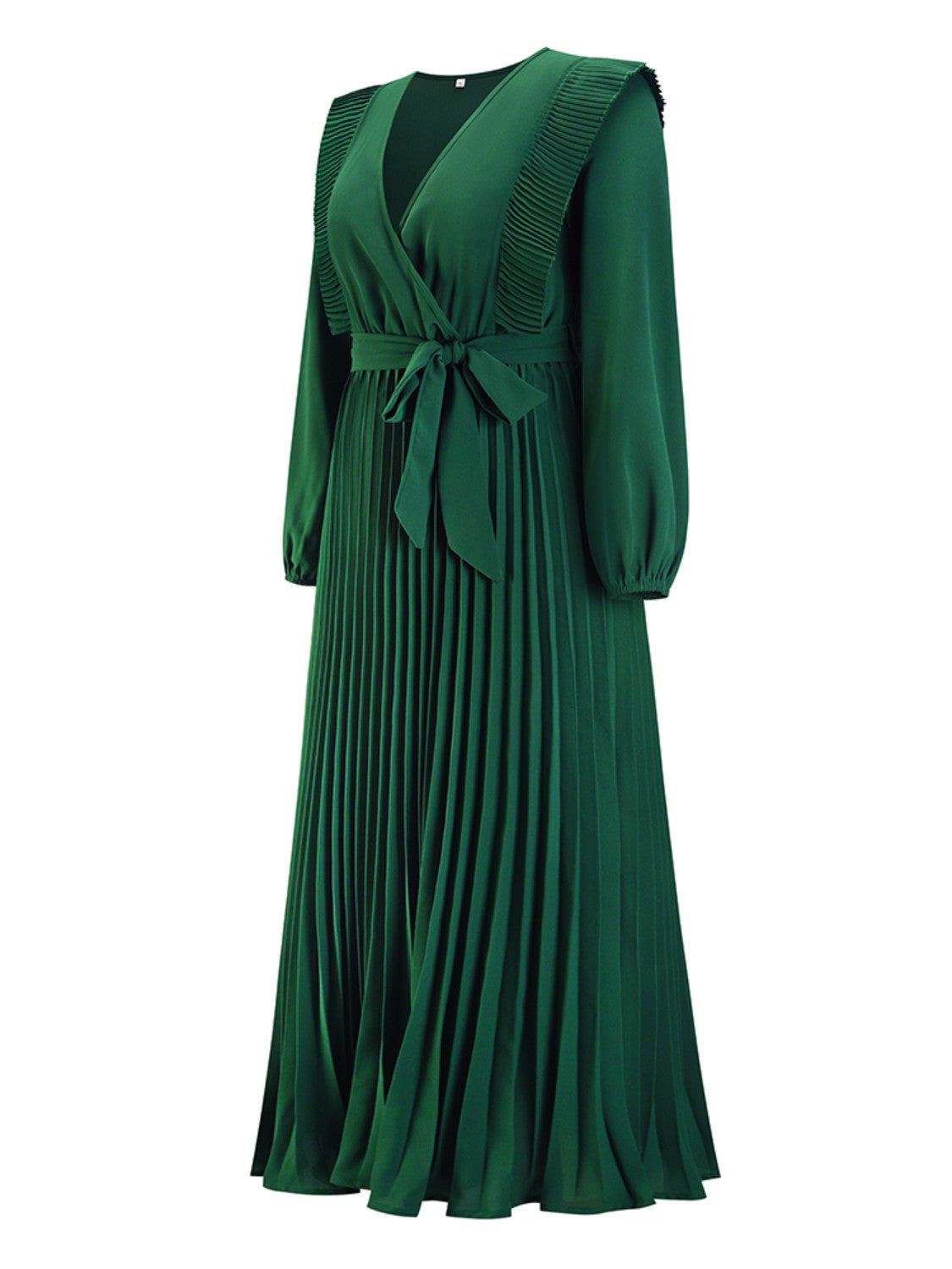 Pleated Surplice Tie Waist Maxi Dress - Siennasass