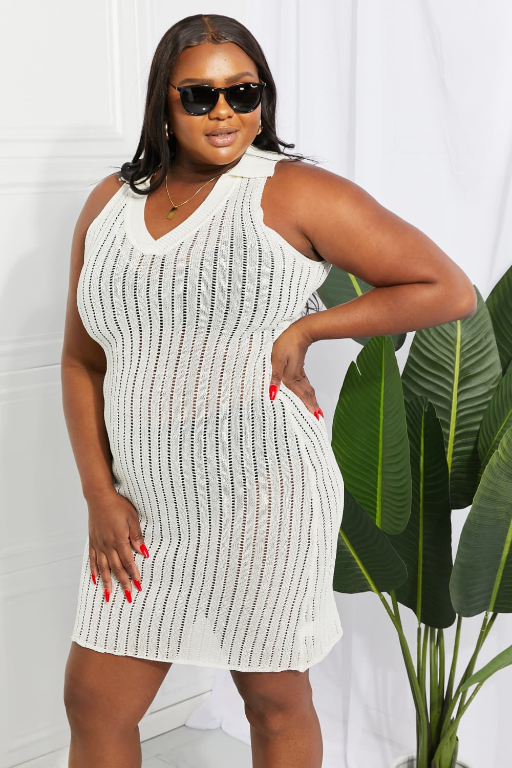 Openwork Johnny Collar Cover Up Dress - Siennasass