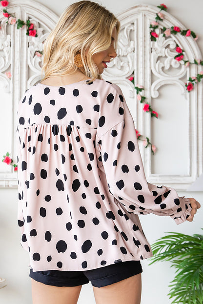 Printed Button Up Flounce Sleeve Shirt - Siennasass