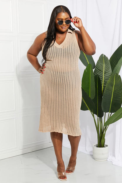 Openwork Johnny Collar Cover Up Dress - Siennasass