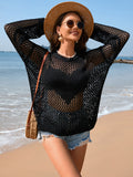 Heart Openwork Long Sleeve Cover-Up - Siennasass