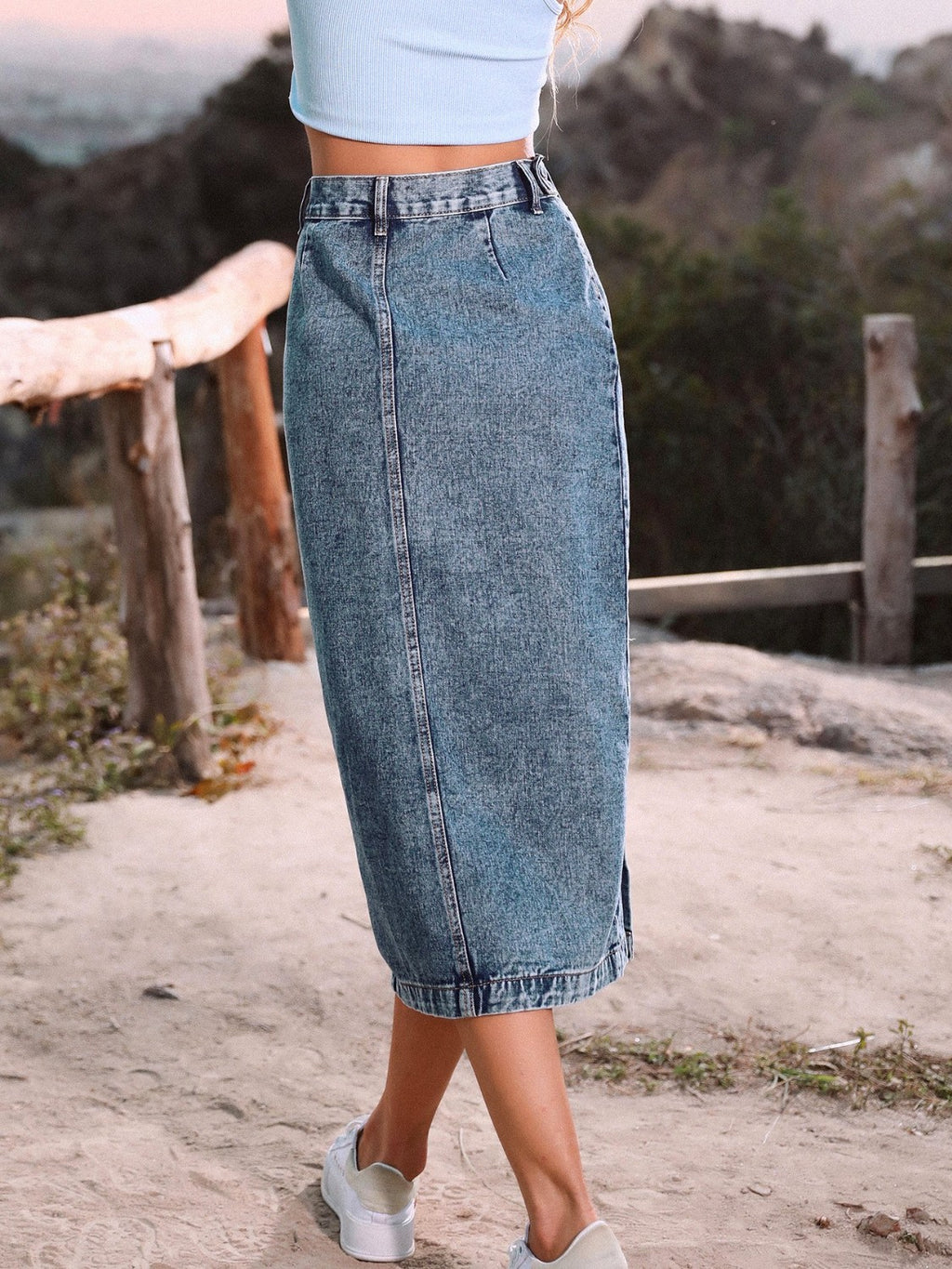 Button Down Denim Skirt - Siennasass