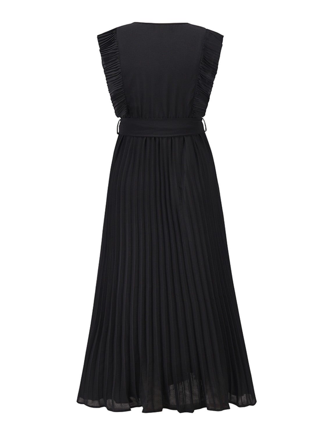 Tied Surplice Cap Sleeve Pleated Dress - Siennasass