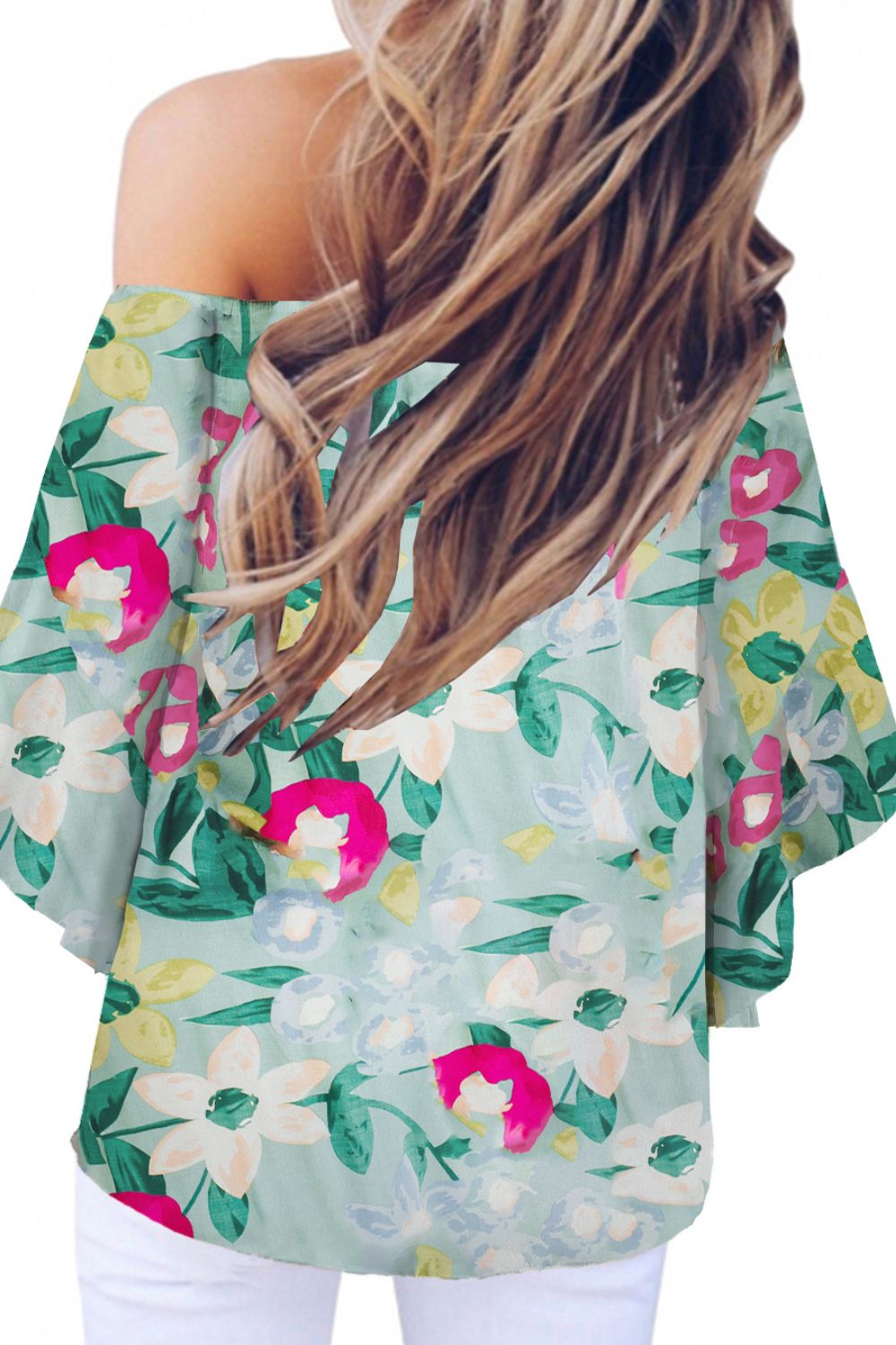 Tied Printed Off-Shoulder Half Sleeve Blouse - Siennasass
