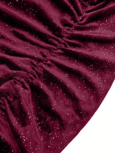Glitter Ruched Cowl Neck Wrap Dress - Siennasass