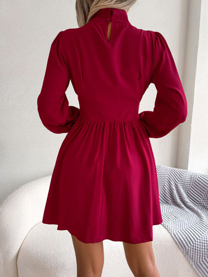 Cutout Turtleneck A-Line Mini Dress - Siennasass