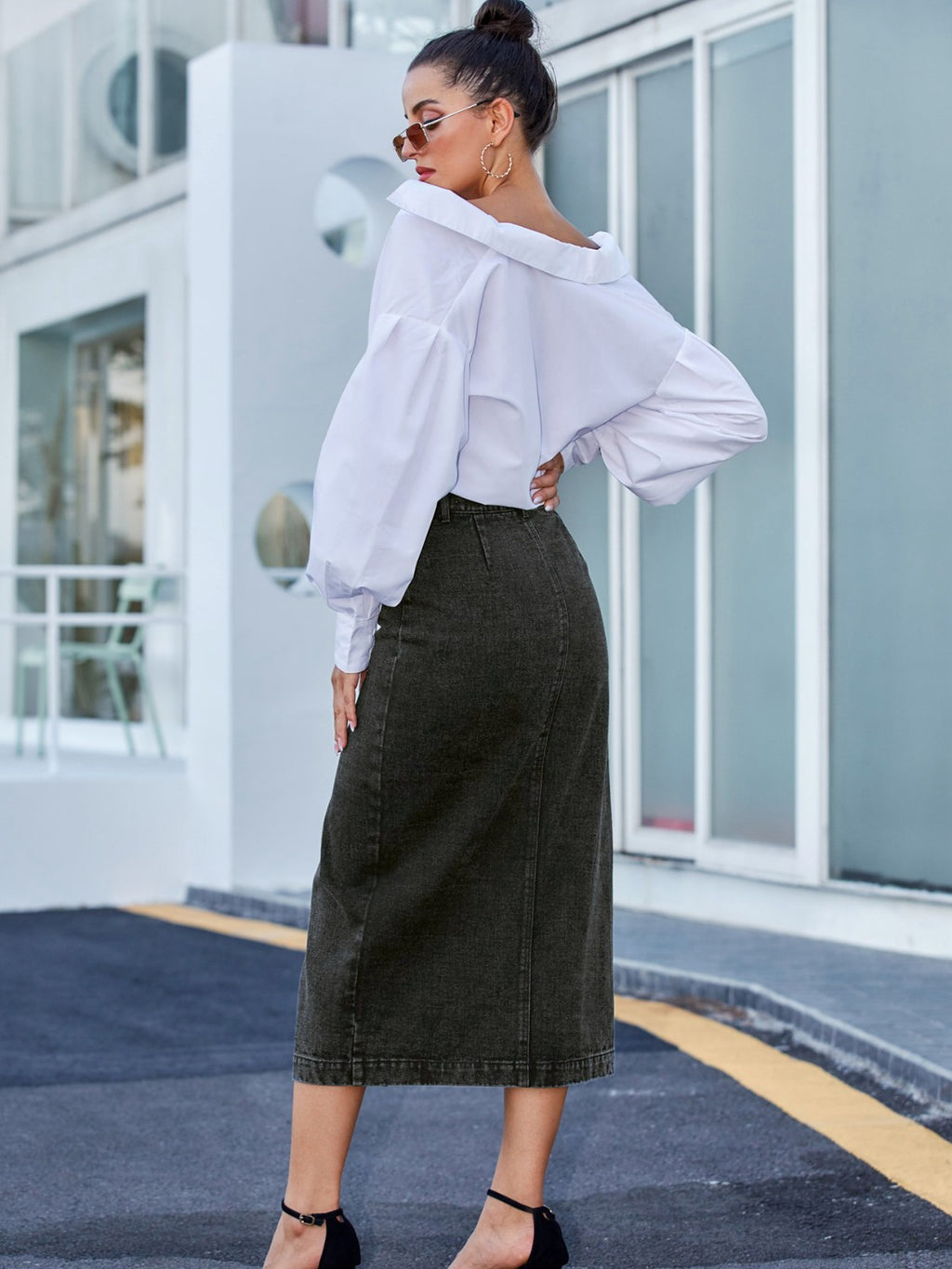 Button Down Denim Skirt - Siennasass