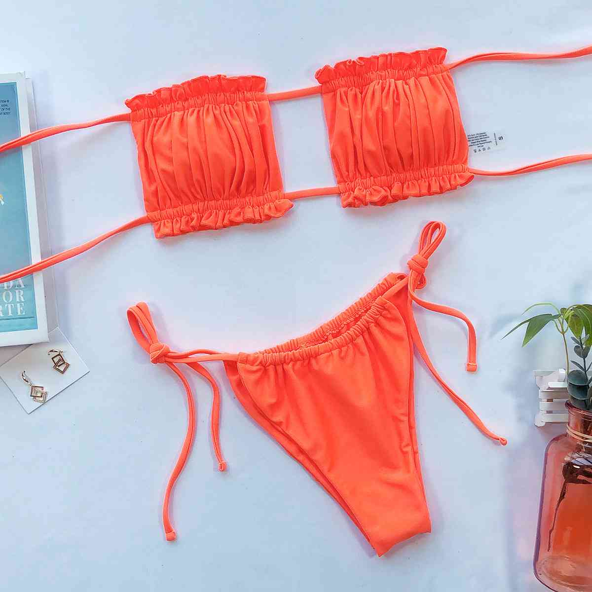 Frill Trim Ruched Bikini Set - Siennasass