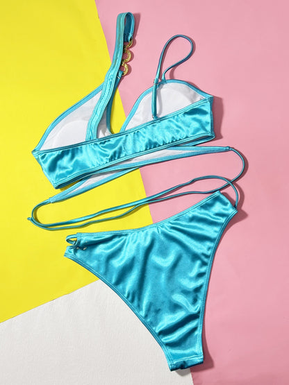 Chain Detail Crisscross Bikini Set - Siennasass