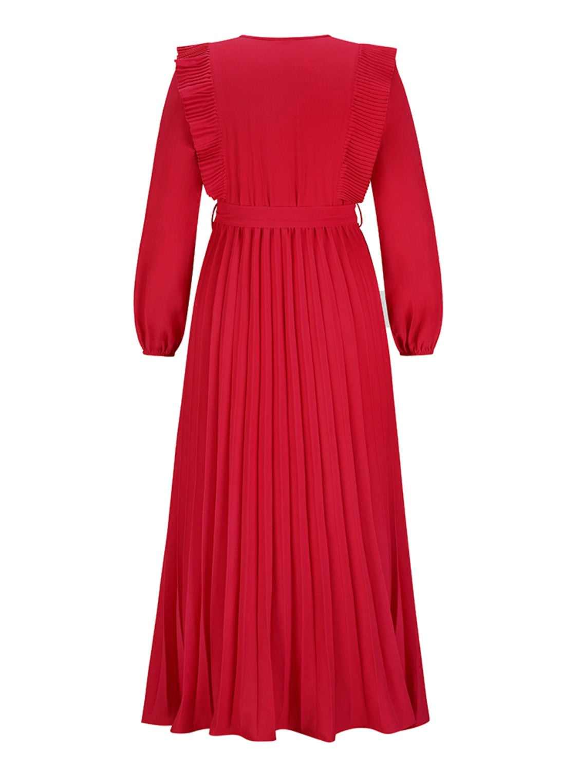 Pleated Surplice Tie Waist Maxi Dress - Siennasass