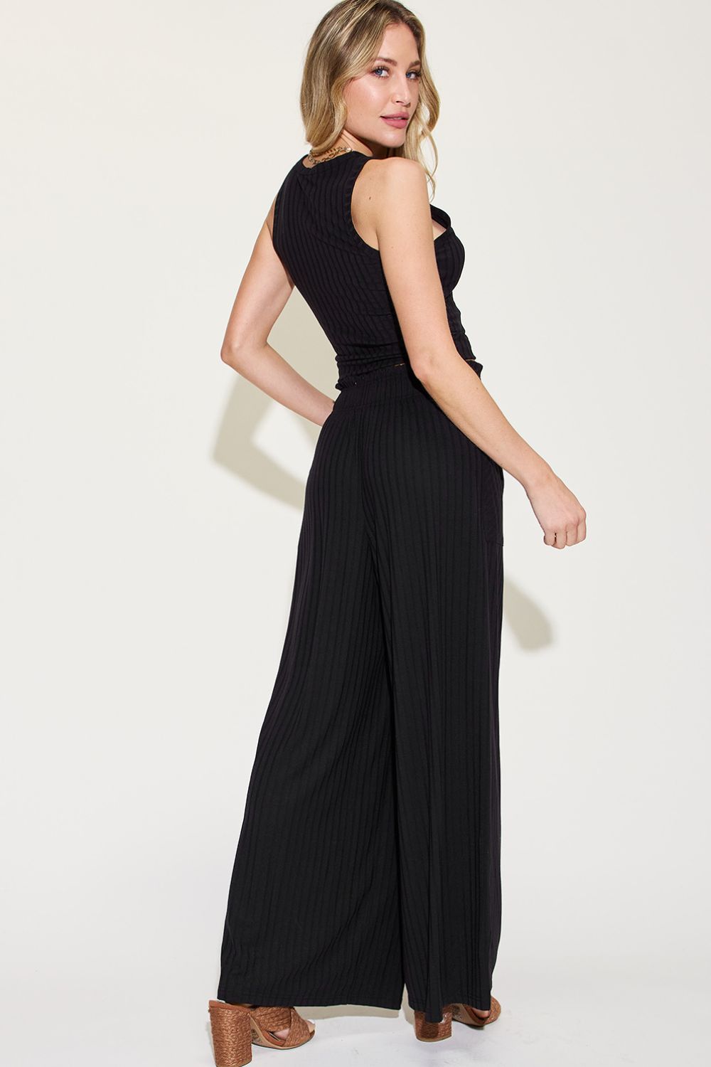Basic Bae Full Size Ribbed Tank and Wide Leg Pants Set - Siennasass