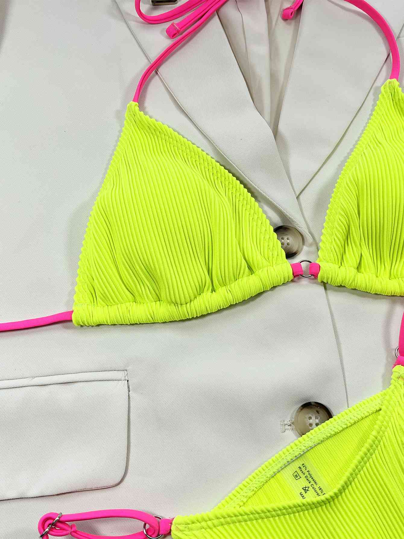 Ribbed Tie Back Bikini Set - Siennasass