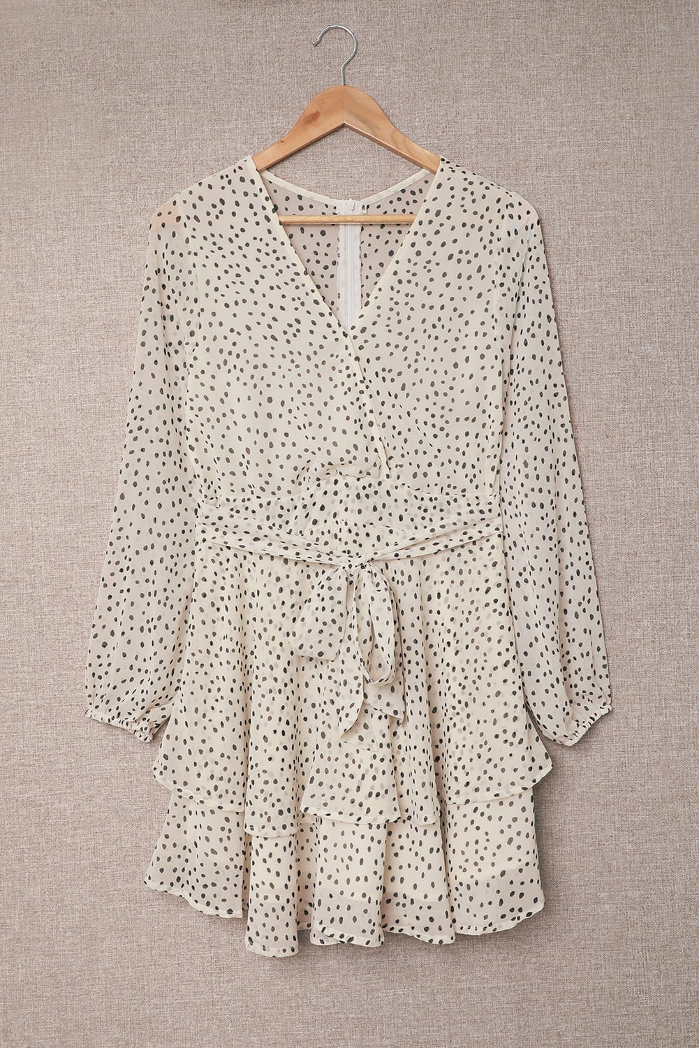 Tied Polka Dot Balloon Sleeve Layered Dress - Siennasass