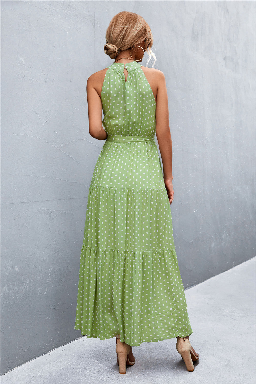 Printed Sleeveless Tie Waist Maxi Dress - Siennasass