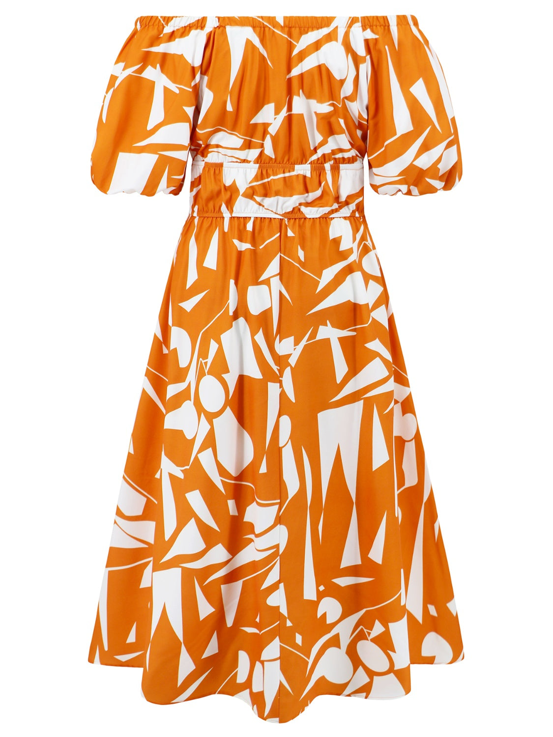 Printed Off-Shoulder Balloon Sleeve Dress - Siennasass