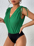 Surplice Tie-Shoulder Bodysuit - Siennasass
