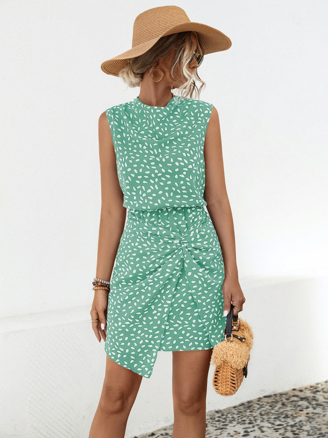 Twisted Printed Sleeveless Mini Dress - Siennasass