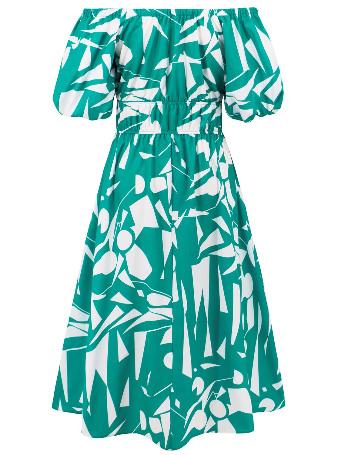 Printed Off-Shoulder Balloon Sleeve Dress - Siennasass