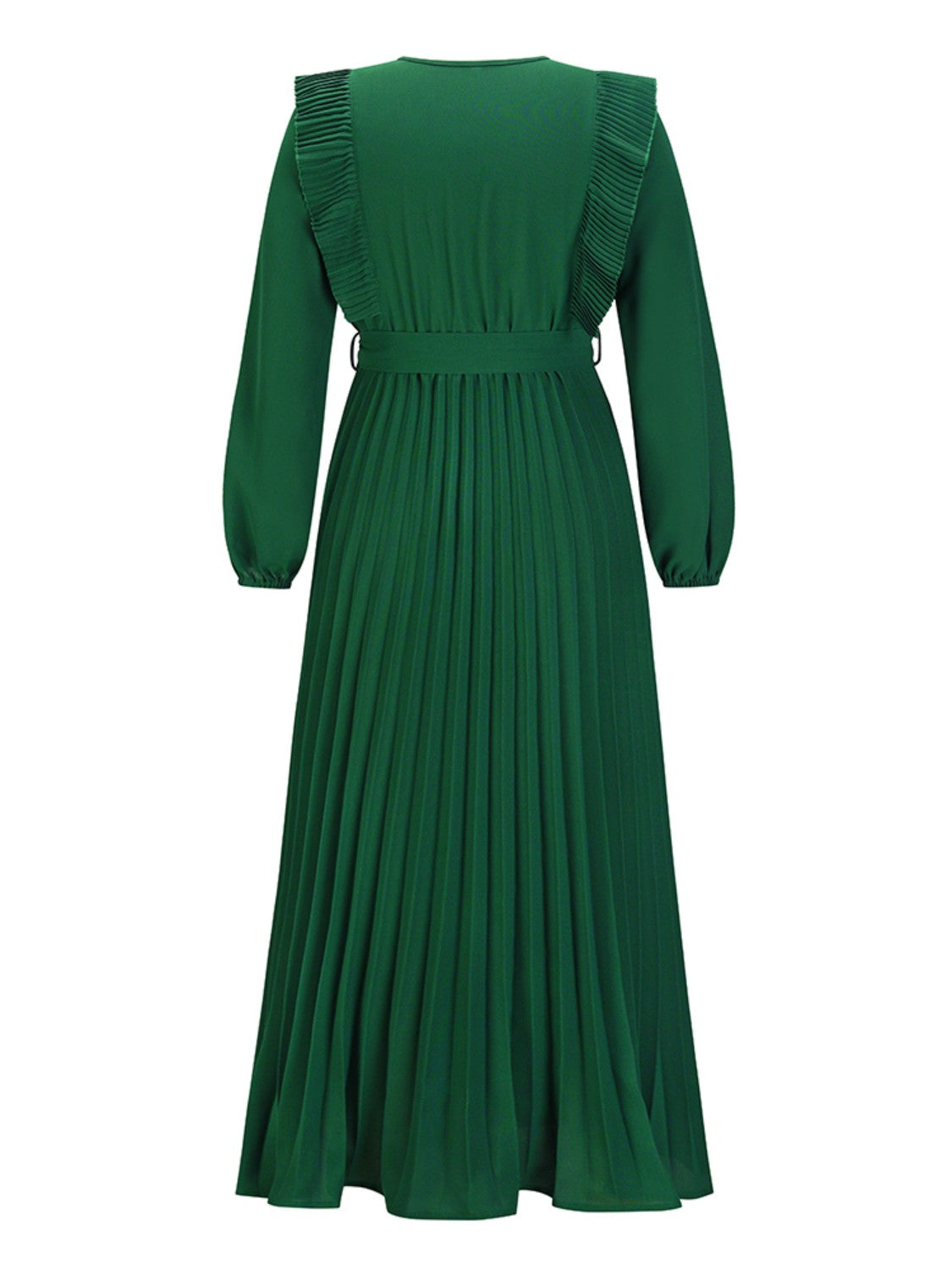 Pleated Surplice Tie Waist Maxi Dress - Siennasass