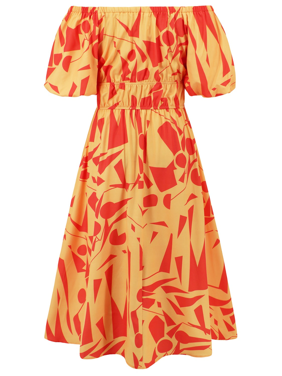 Printed Off-Shoulder Balloon Sleeve Dress - Siennasass