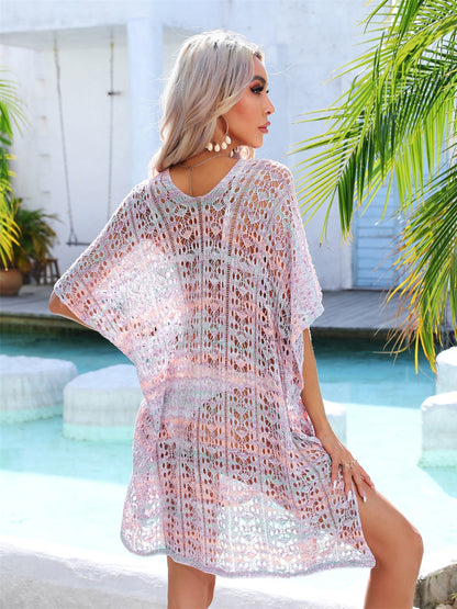 Slit Openwork V-Neck Cover Up - Siennasass