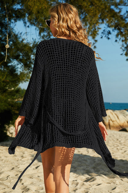 Tie-Waist Openwork Crochet Cover Up - Siennasass