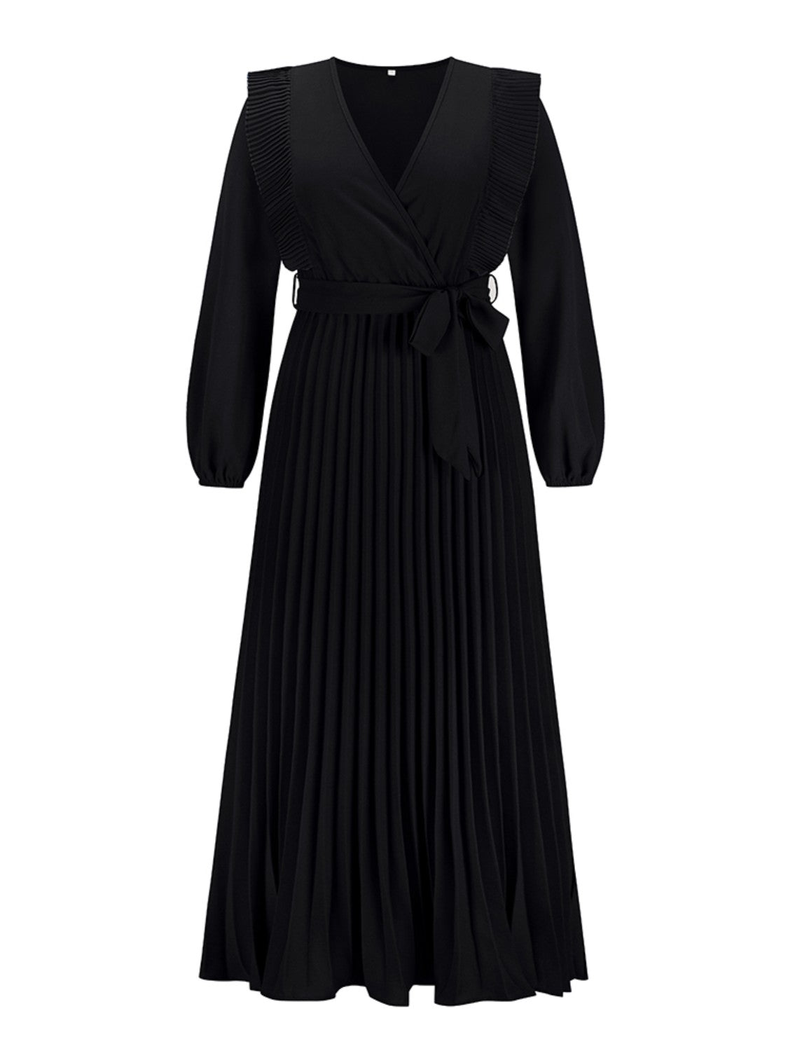 Pleated Surplice Tie Waist Maxi Dress - Siennasass