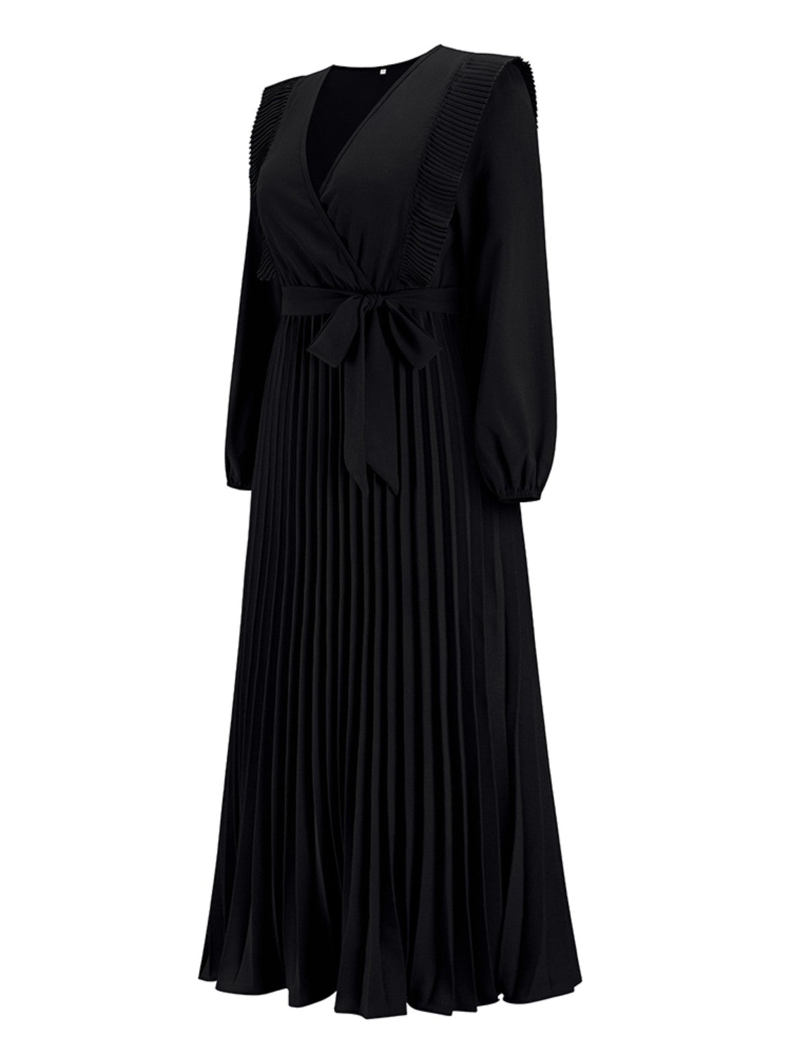 Pleated Surplice Tie Waist Maxi Dress - Siennasass