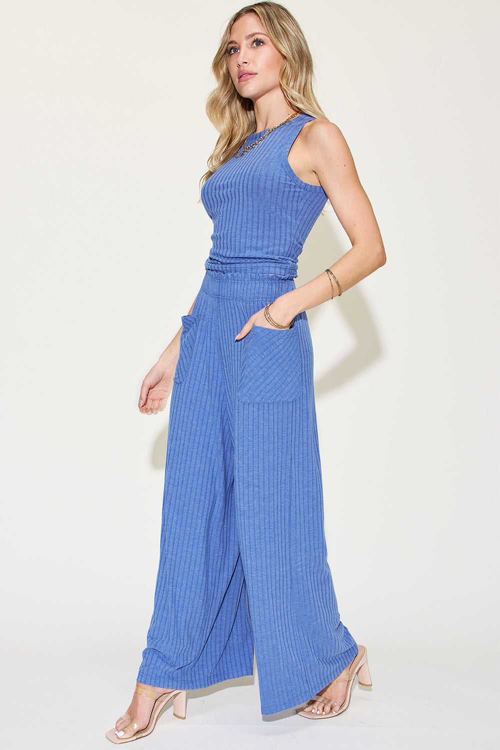 Basic Bae Full Size Ribbed Tank and Wide Leg Pants Set - Siennasass