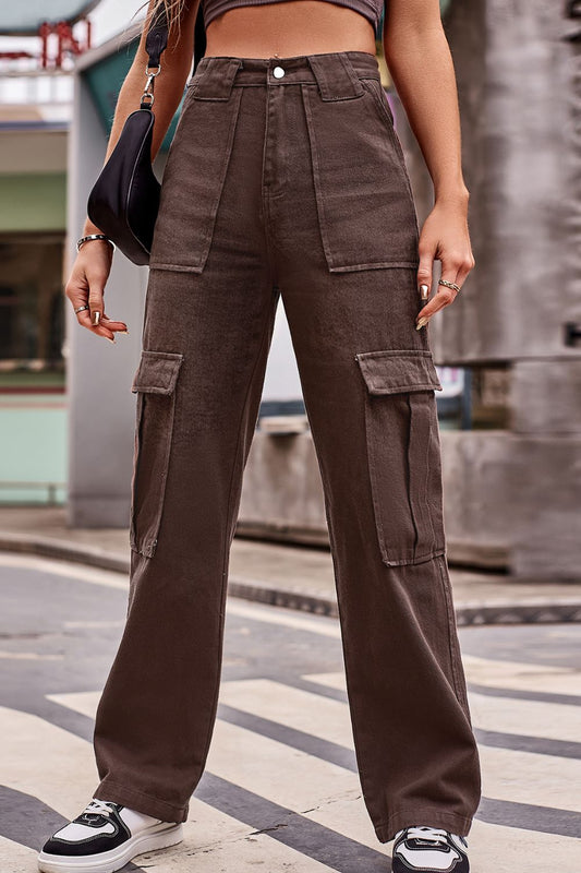 Buttoned High Waist Loose Fit Jeans - Siennasass