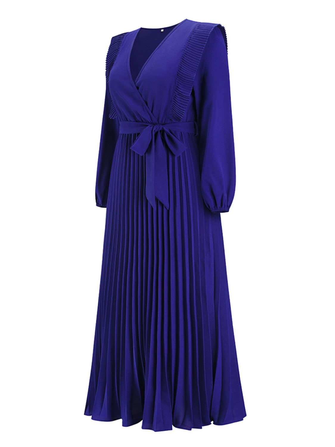 Pleated Surplice Tie Waist Maxi Dress - Siennasass