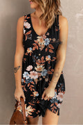 Double Take Printed Scoop Neck Sleeveless Buttoned Magic Dress with Pockets - Siennasass