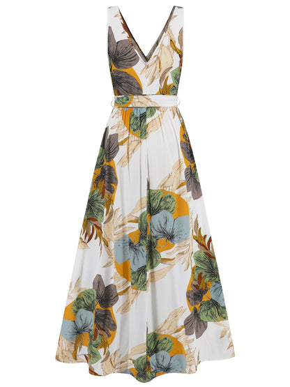 Slit Tied Printed Surplice Dress - Siennasass