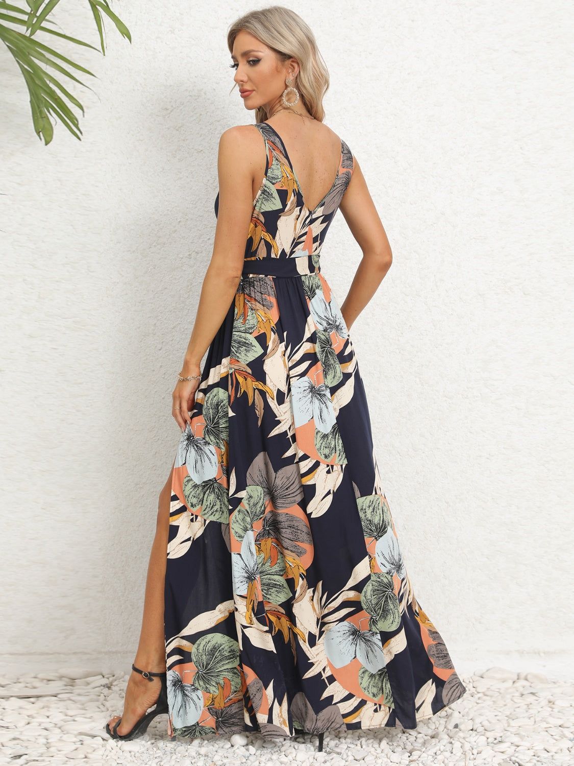 Slit Tied Printed Surplice Dress - Siennasass