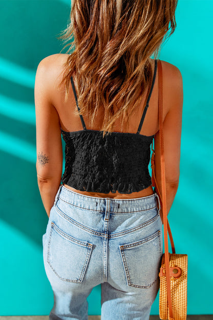 V-Neck Lace Cropped Cami - Siennasass