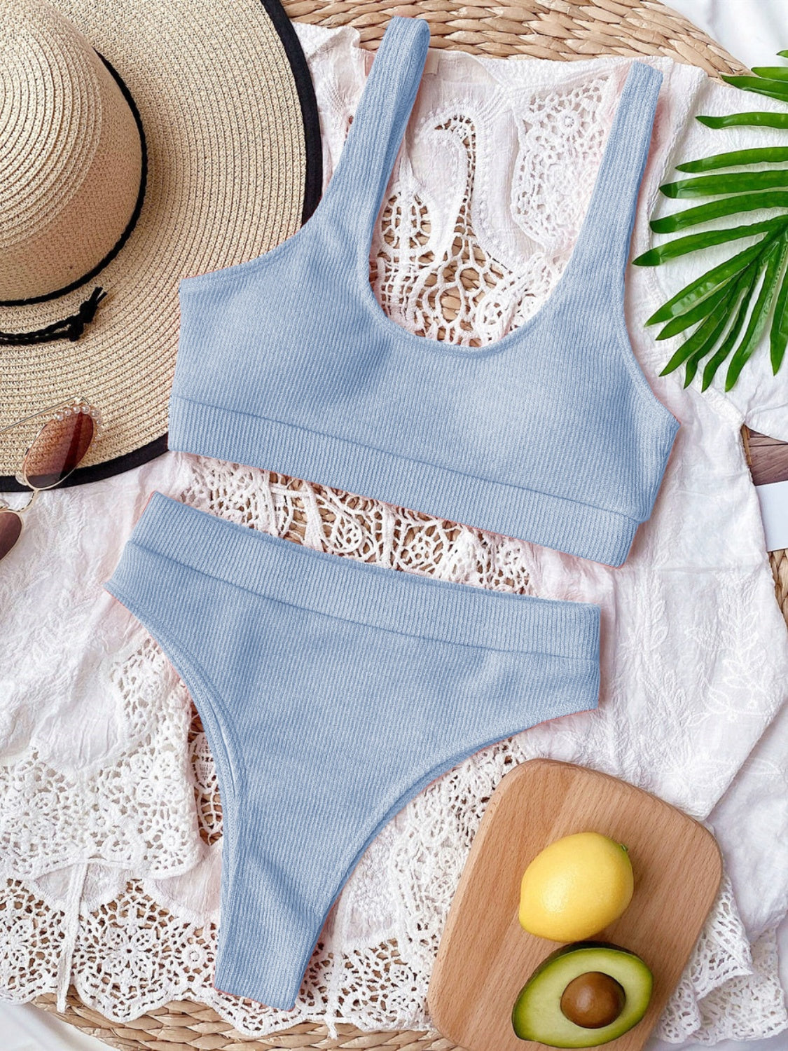 Scoop Neck Wide Strap Two-Piece Swim Set - Siennasass