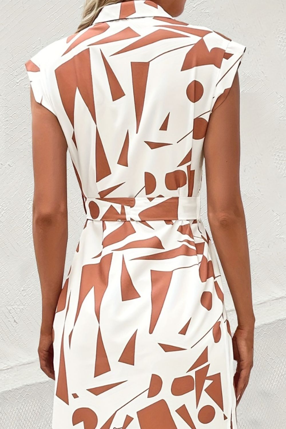 Printed Cap Sleeve Tie Waist Dress - Siennasass